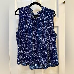 J. Crew Blue and White Sleeveless Top XXL